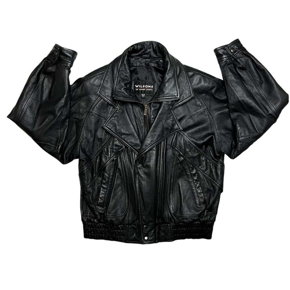Vintage Wilsons Leather Men’s Bomber Jacket 90s Y2K Biker Moto Double Collar